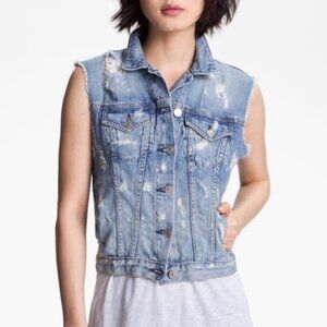 🌟RAG & BONE🌟 SLEEVELESS DISTRESSED DENIM JEAN VEST BLUE SZ L